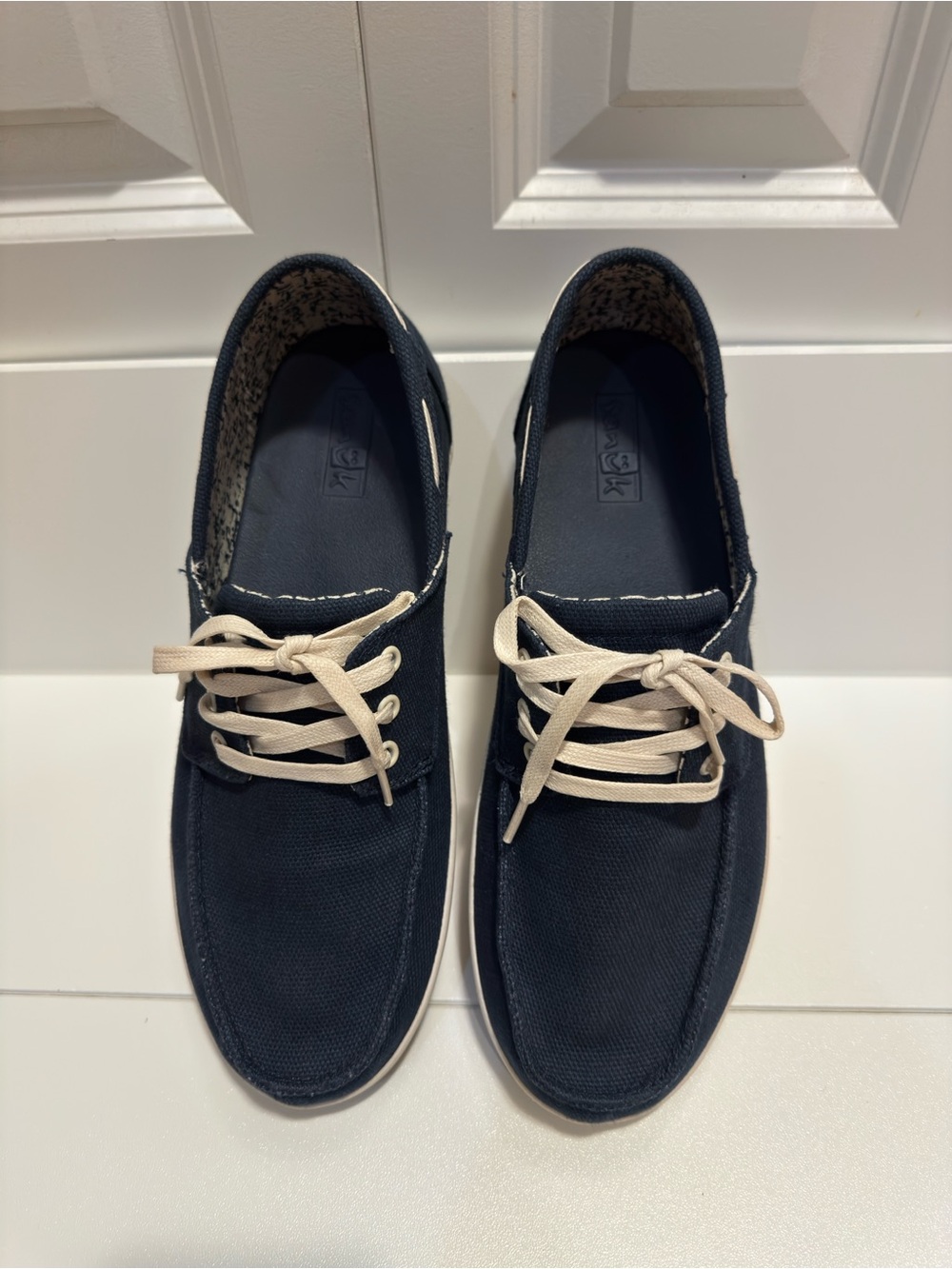 Sanuk Men's Casa Barco Navy Canvas Boat Shoes Size 9